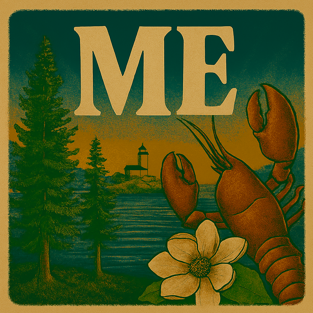 Maine Pride: Lighthouse, Lobster & Pine
